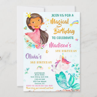 Mermicorn und Princess zum Geburtstag eingeladen M Einladung