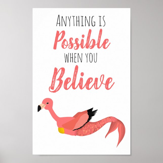 Mermingo: Mermaid Flamingo Inspiration Zitat Poster (Vorne)