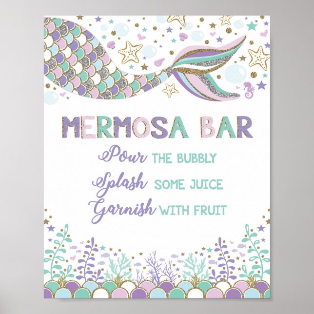 Mermosa Bar Mermaid Mimosa Bar Schild Kinderdusche (Vorne)