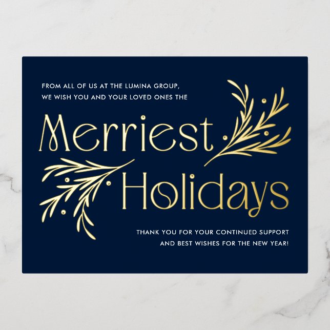Merridays FOIL Business Holiday Postkarte (Vorderseite)