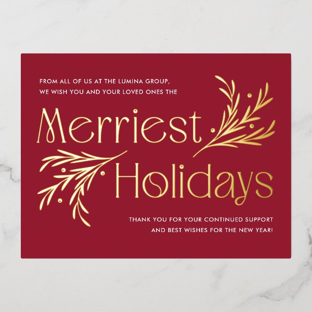 Merridays FOIL Business Holiday Postkarte (Vorderseite)