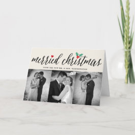 Merried Christmas Holly Mistletoe 3 Foto Wedding Ankündigung