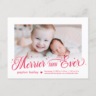 Merrier als je EDITABLE COLOR Baby Holiday Card Feiertagspostkarte