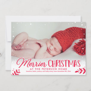 Merrier Christmas Baby Announction Holiday Card Feiertagskarte