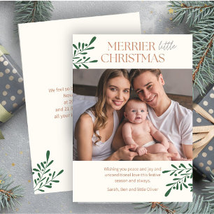 Merrier Little Christmas One Foto Greenery Flat Feiertagskarte