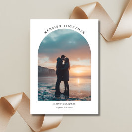 Merrier Together Christmas Beach Arch Foto Feiertagskarte