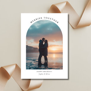 Merrier Together Christmas Beach Arch Foto Feiertagskarte