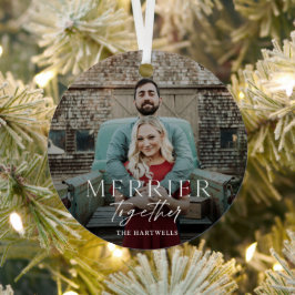 Merrier Together Script Foto Christmas Ornament Aus Metall