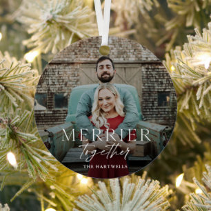 Merrier Together Script Foto Christmas Ornament Aus Metall