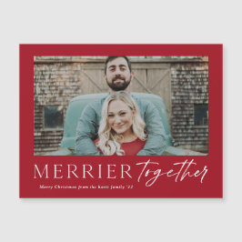 Merrier Together Script Foto Frohe Weihnachtskarte Magnetkarte