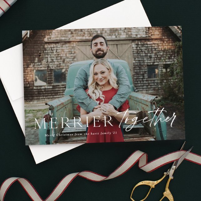 Merrier zusammen blumenvolles Foto Frohe Weihnacht Magnetkarte (Von Creator hochgeladen)