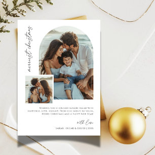 Merriest Christmas Arch Foto Family Beach Card Feiertagskarte