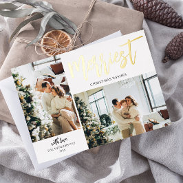 Merriest Christmas Brush Script Foto White Folien Feiertagskarte