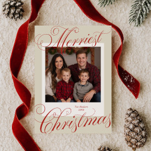 Merriest Christmas Calligraphy Foto Feiertagskarte