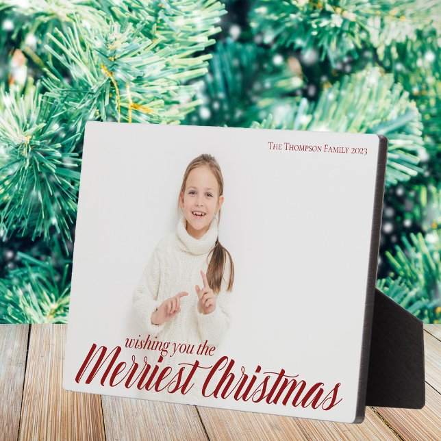 Merriest Christmas Chic Red Script Overlay Foto Fotoplatte (Von Creator hochgeladen)