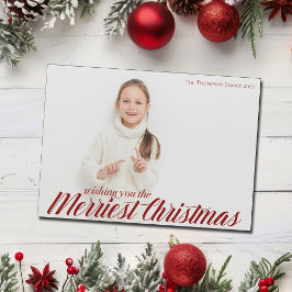 Merriest Christmas Chic Script Foto Magnet Card