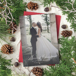 Merriest Christmas Newlywed Holiday Photo Card Feiertagskarte