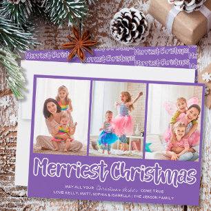 Merriest Christmas Open Letters 3 Vertikales Foto Feiertagskarte