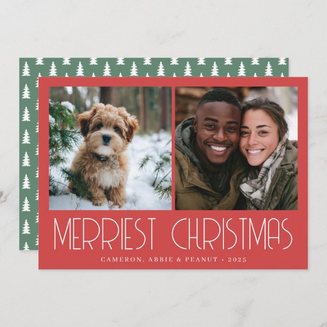 Merriest Christmas Photo Card Feiertagskarte (Vorne/Hinten)