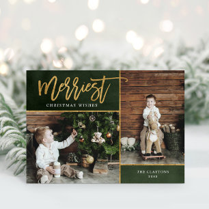 Merriest Imitate Gold Foil 2 Foto geflochten Feiertagskarte