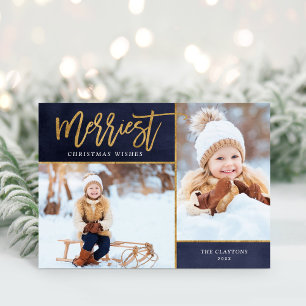 Merriest Imitate Gold Foil 2 Foto geflogen Feiertagskarte