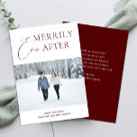 Merriever After Red Script Weihnachts-Foto Feiertagskarte<br><div class="desc">Merrily immer nach Red Script Weihnachten Foto Holiday Card. Senden Sie Ihren personalisierten und individuell gestaltbaren Urlaub an Freunde,  Kollegen und Familie in schlichten,  eleganten und modernen Foto Design festliche,  natürliche minimalistische Stilkarten! Unter der Kalligrafie finden Sie Ihre persönliche Grußbotschaft in der modernen Typografie.</div>