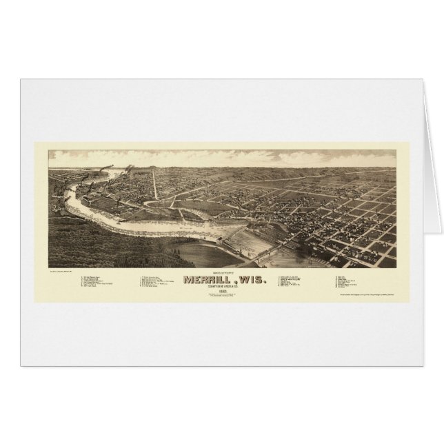Merrill, panoramische Karte WI - 1883 (Vorderseite (Horizontal))