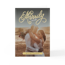 Merrily After Gold Curly Script Foto Wedding