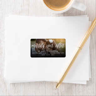 Merrily ever after Holiday Wedding Foto-Adresse Adressaufkleber
