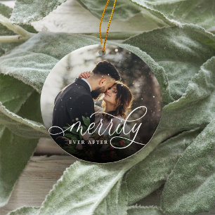 Merrily Ever After   Wedding Photo Keramik Ornament