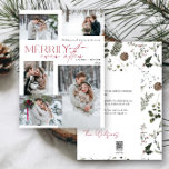 Merrily immer nach 5 Fotos neu verheiratet Feiertagskarte<br><div class="desc">Die atemberaubende neue Merrily Ever After 45 Foto Newlywed Holiday Card: Ein modernes Design mit eleganter Typografie und fünf hochheiratsfähigen Fotos in festlichem Rot und Weiß. Die minimalistische Vorderseite wird durch ein festliches botanisches Wasserfarbenmuster auf der Rückseite ergänzt, das Grün, Eukalyptus, Kiefernzapfen und Beeren zeigt und Ihre persönliche Nachricht und...</div>