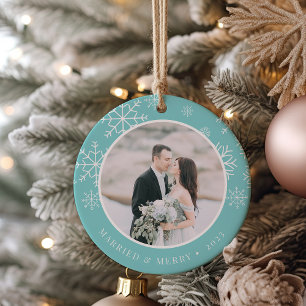 Merrily immer nach Hochzeitsstift Foto Keramik Ornament