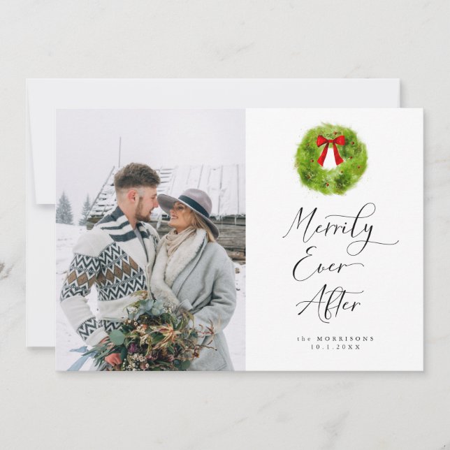 Merrily je nach Hochzeitsankündigung Feiertagskarte (Vorderseite)