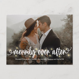 Merrily Lit Just Married Holiday Card Postkarte