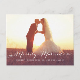 Merrily Married Christmas Foto Holiday Postcard Feiertagspostkarte