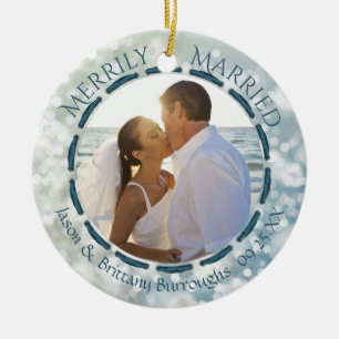 Merrily Verheiratet 2 Foto Blue Aquamarin Bokeh Ch Keramikornament