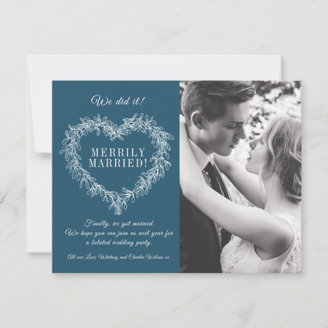 Merrily verheiratetes blaues Mistelherz Weihnachte (Vorderseite)