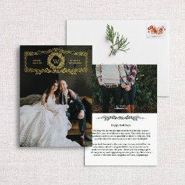 Merrily Verheiratetes Monogramm Wreath Folien Feiertagskarte