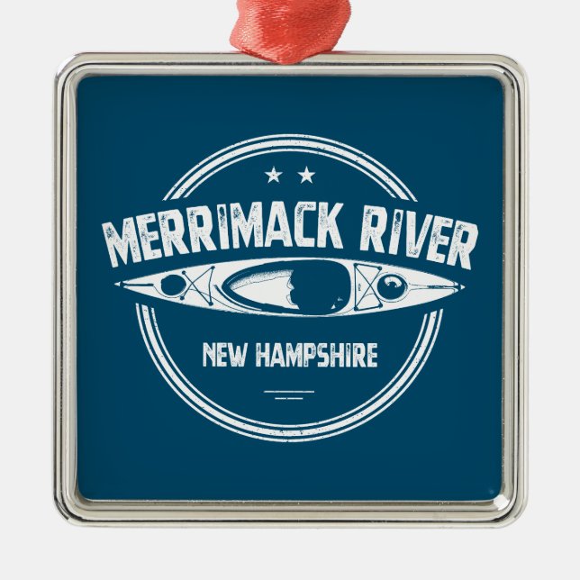 Merrimack River New Hampshire Kayak Ornament Aus Metall (Vorne)