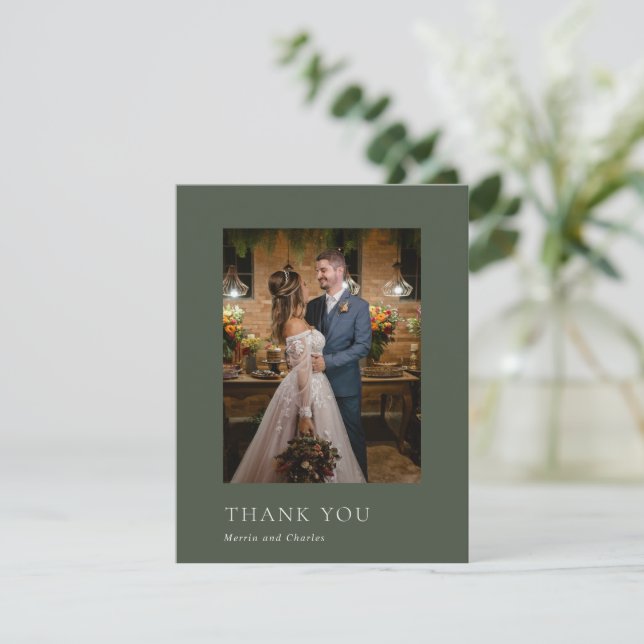 Merrin Moss Elegant Wedding Dankeskarte (Stehend Vorderseite)