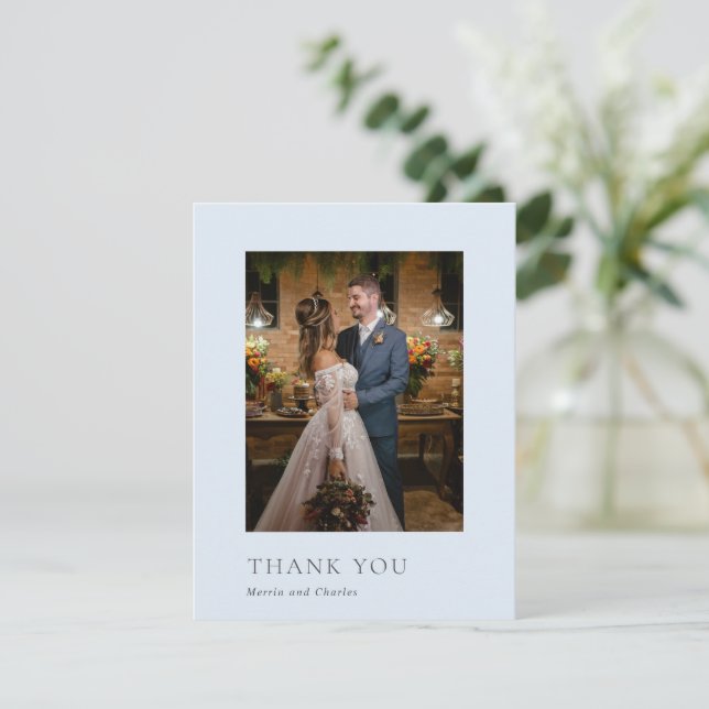 Merrin Sky Elegant Wedding Dankeskarte (Stehend Vorderseite)