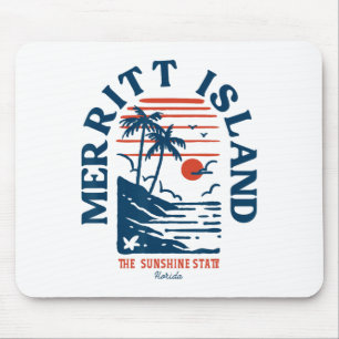 Merritt Island Florida Retro Surfer Vintage Strand Mousepad