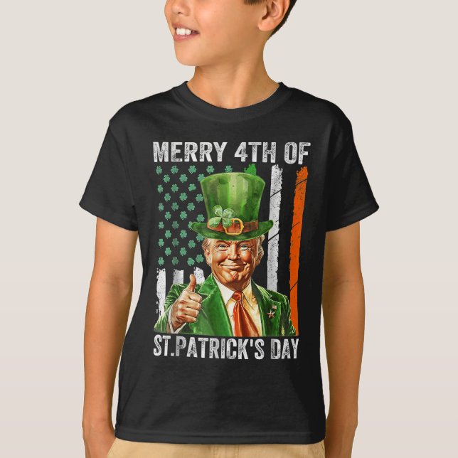 Merry 4. St Patricks Day Leprechaun Hat T-Shirt (Vorderseite)