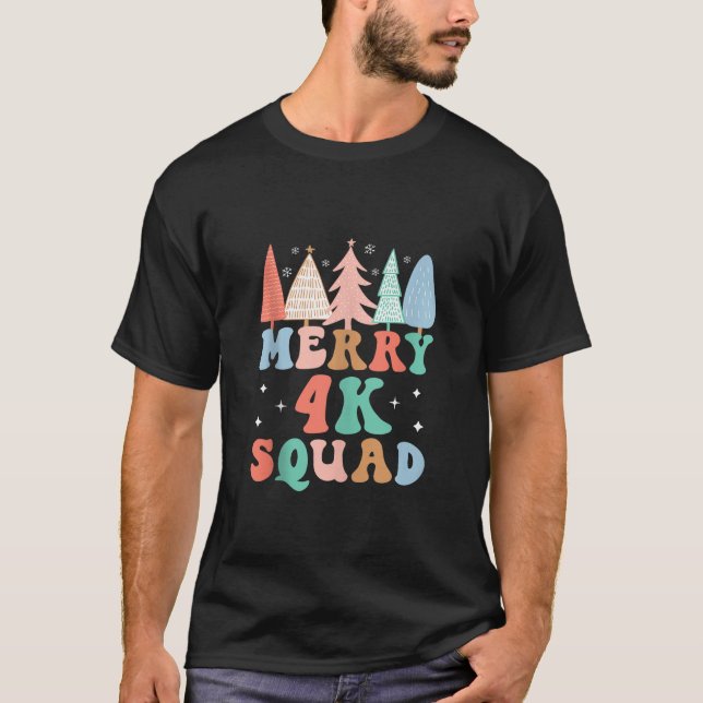 Merry 4K Squad Kindergarten Lehrer 4K Kinder Crew T-Shirt (Vorderseite)