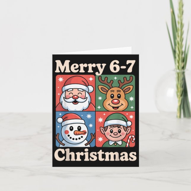 Merry 6 7 Six Seven Meme Christmas Women Men Kids  Karte (Vorderseite)