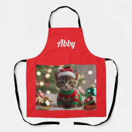 Merry Abyssinian Cat Christmas Personalisiert Schürze