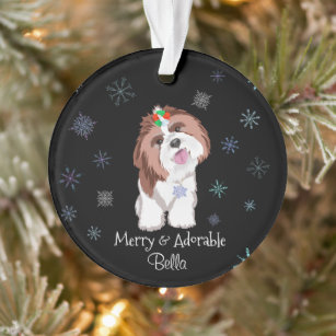 Merry & Adorable Shih Tzu mit dem Namen des Hundes Ornament