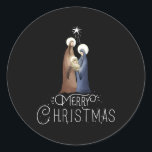 Merry Advent Nativity Szene North Star Runder Aufkleber<br><div class="desc">Feiern Sie den Urlaubssgeist mit dieser charmanten Krippenlandschaft. Mit einem Nordstern bringt es eine Touch von Freude und Tradition in Ihre festliche Dekoration.</div>