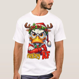 Merry AF 2 - Sarcastic Grumpy Duck Christmas T-Shirt
