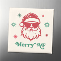 Merry AF cool Santa in sunglasses retro stars